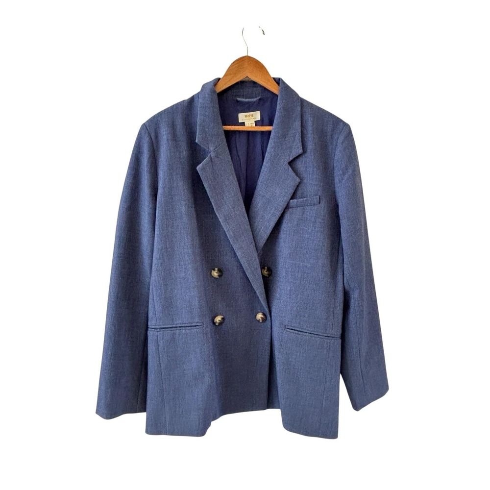 Maeve Anthropologie Double Breasted Blazer Womens 12 Blue Office‎ Oversized